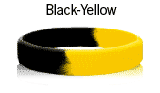 1 inch Black & Yellow rubber bracelet
