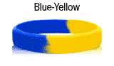 1 inch Blue & Yellow rubber bracelet